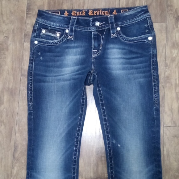 Rock Revival NWOT Women's 26 Etty Embellished Shimmer Boot Cut Distressed - Picture 4 of 8